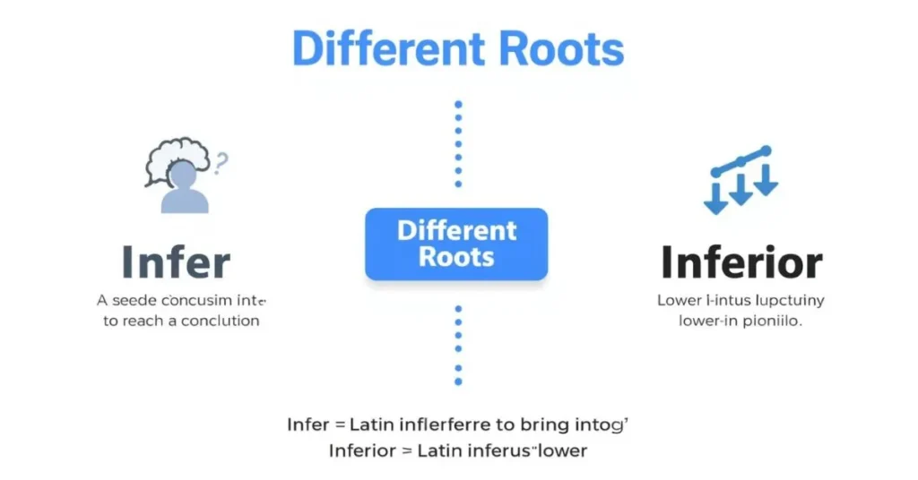 Visual showing difference between infer and inferior roots