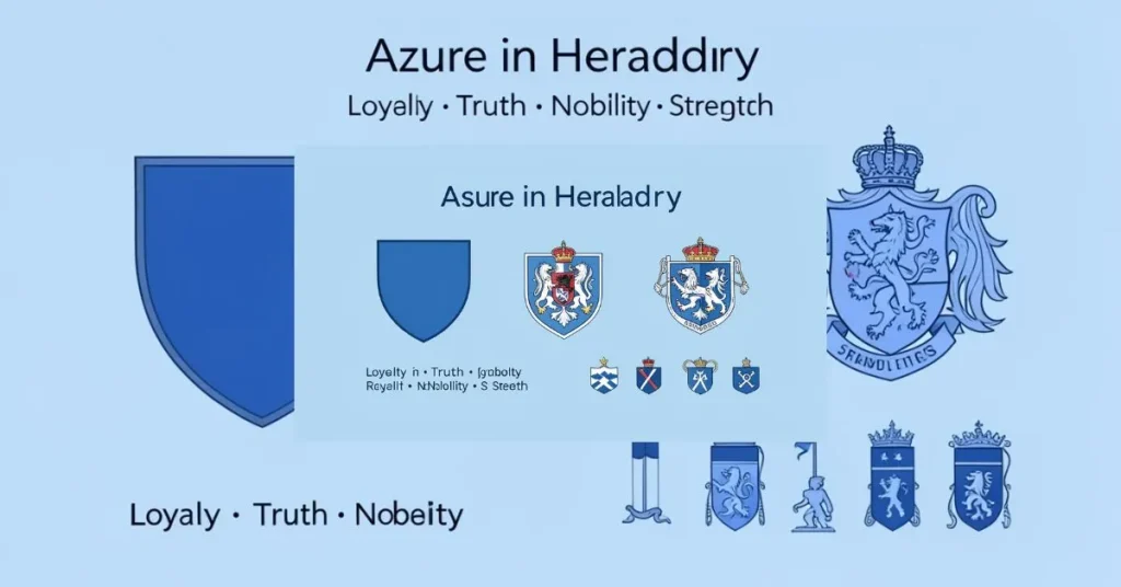 Azure color in coats of arms, shields, and heraldic symbols representing loyalty and nobility