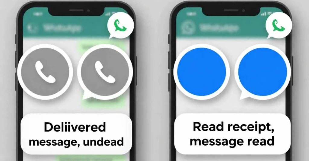 difference between two grey ticks (delivered) and two blue ticks (read)