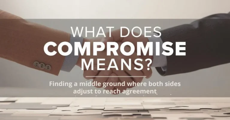 Feature image illustrating the meaning of “compromise” with teamwork, negotiation, and balance visuals
