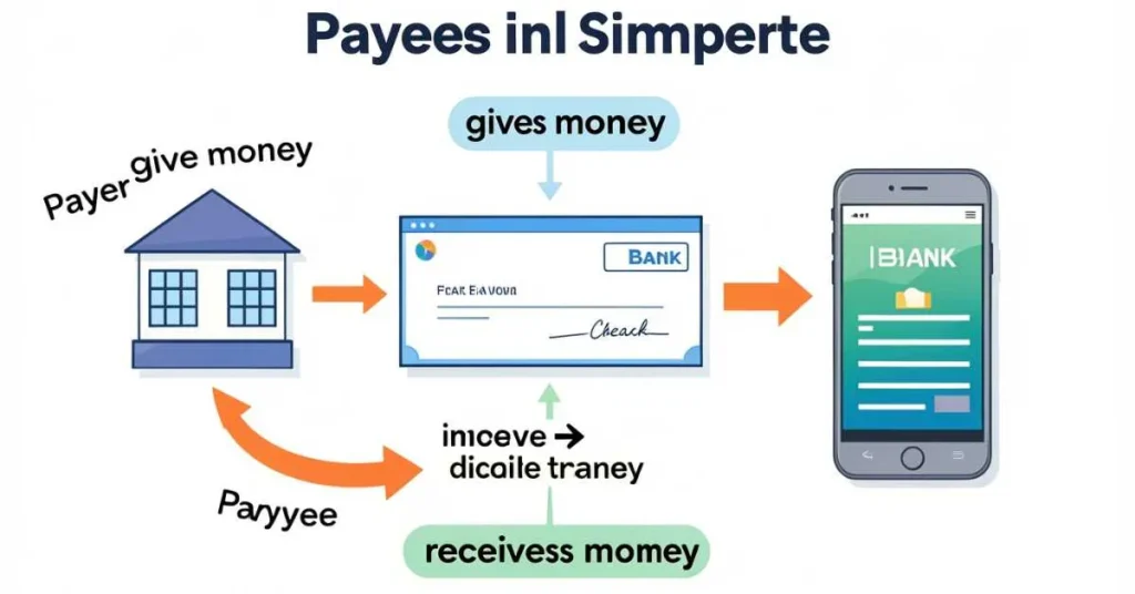Payee receiving money from payer via check or digital transfer
