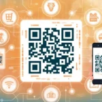 QR code with smartphone scanning and digital icons