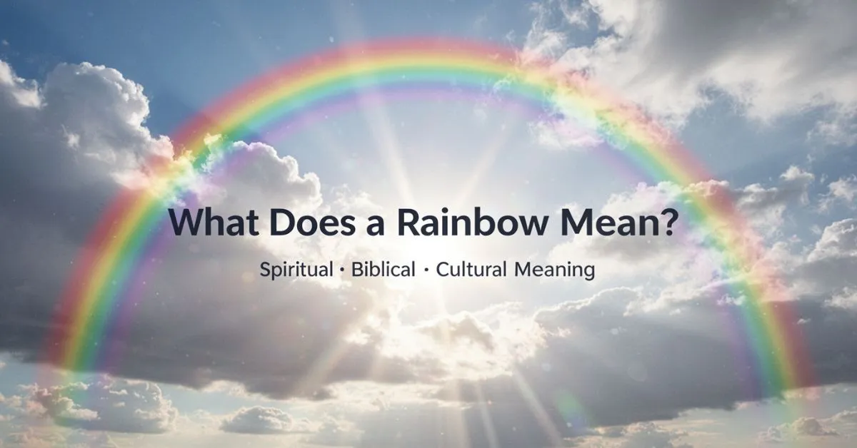 “Rainbow over sky symbolizing spiritual, biblical, and cultural meaning”