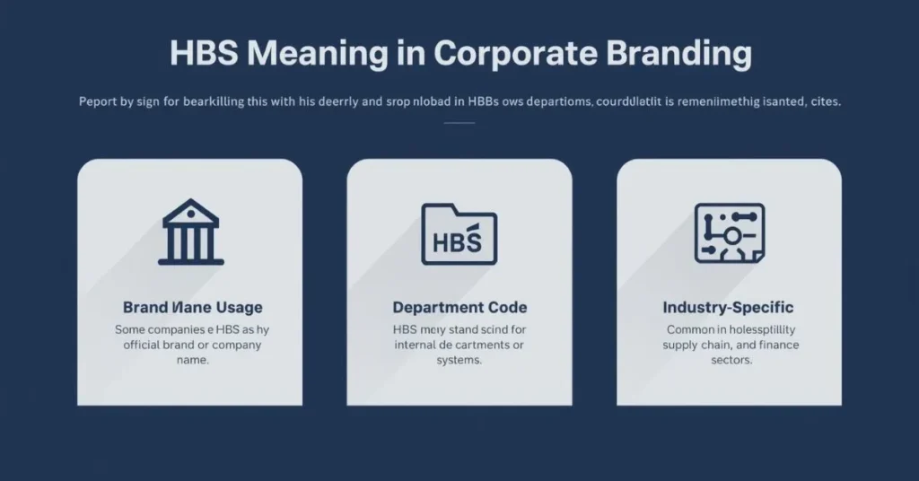 Infographic explaining HBS meaning in corporate branding and business systems