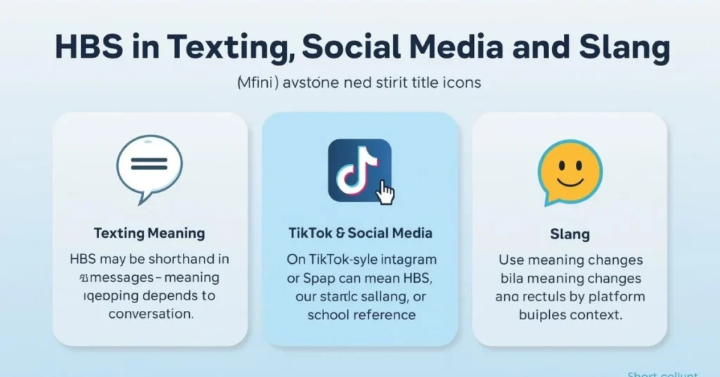 Infographic explaining HBS meaning in texting, TikTok, and social media slang