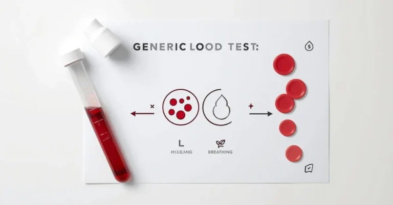 High hematocrit blood test illustration with CBC report and concentrated red blood cells