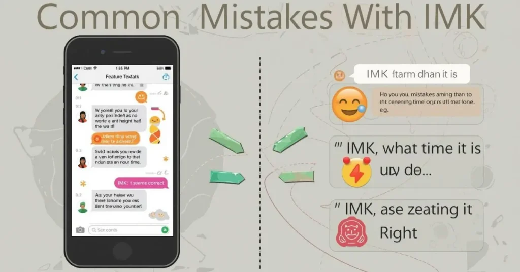 Visual showing common IMK texting mistakes with correct and incorrect usage