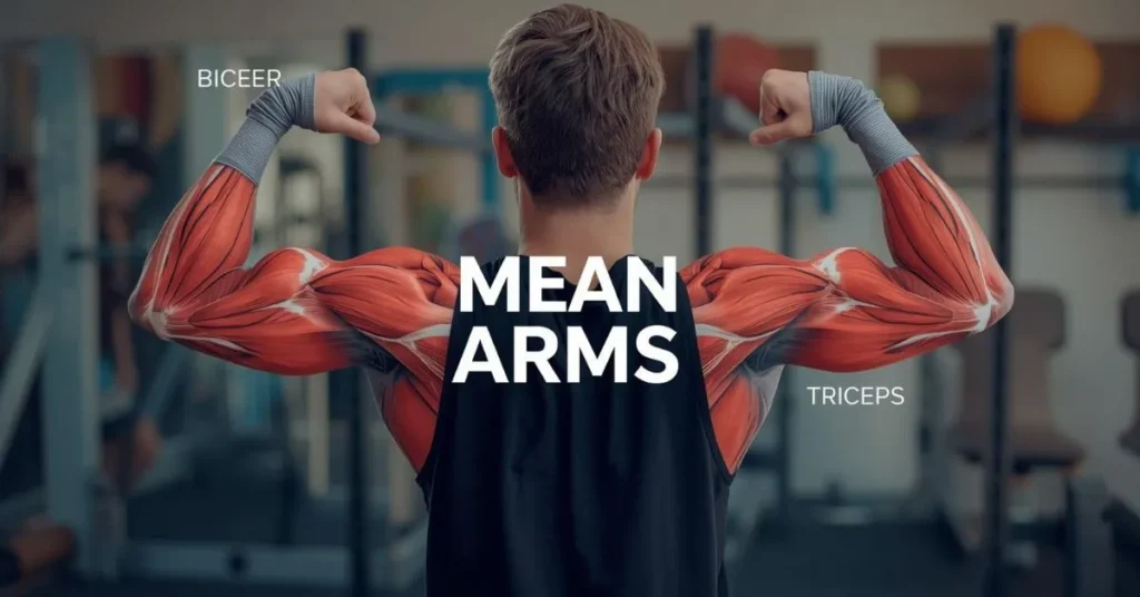 Person showing strong muscular arms in fitness setting