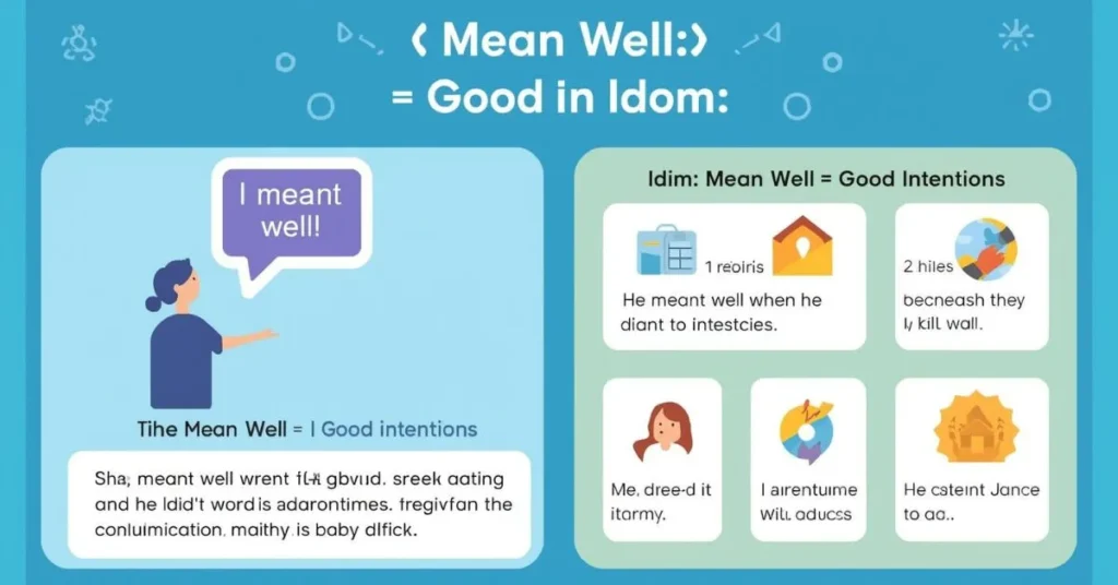 visual explaining mean well as an English idiom with examples