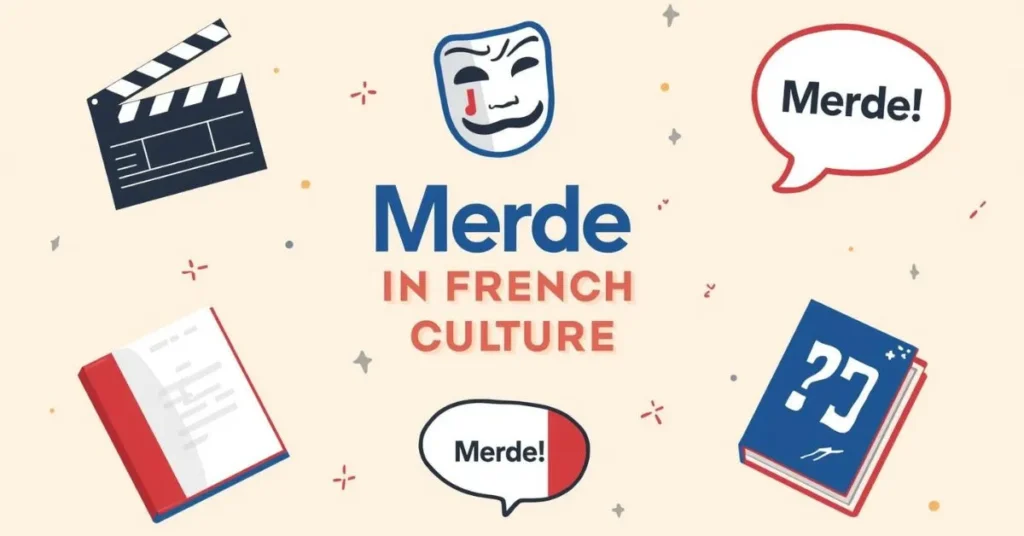 Illustration showing merde used in French films, literature, and everyday culture