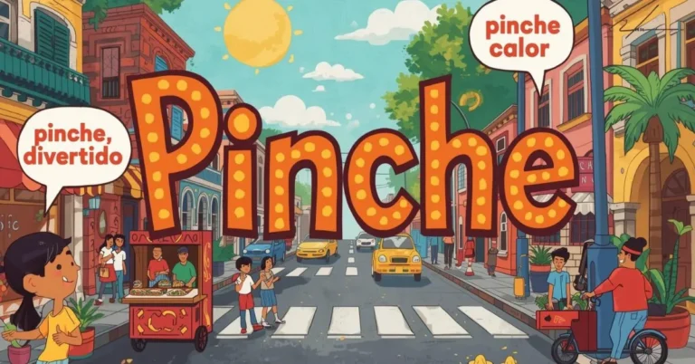 Feature image illustrating the slang word “Pinche” with Mexican cultural elements and informal conversational examples