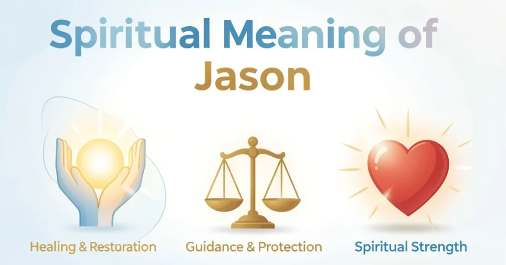 Symbols of healing, guidance, and protection representing the spiritual meaning of Jason