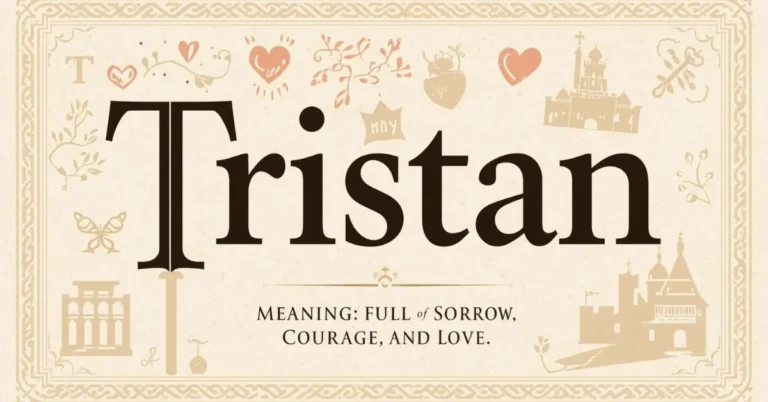 Tristan name meaning illustration with Celtic patterns and medieval symbolism