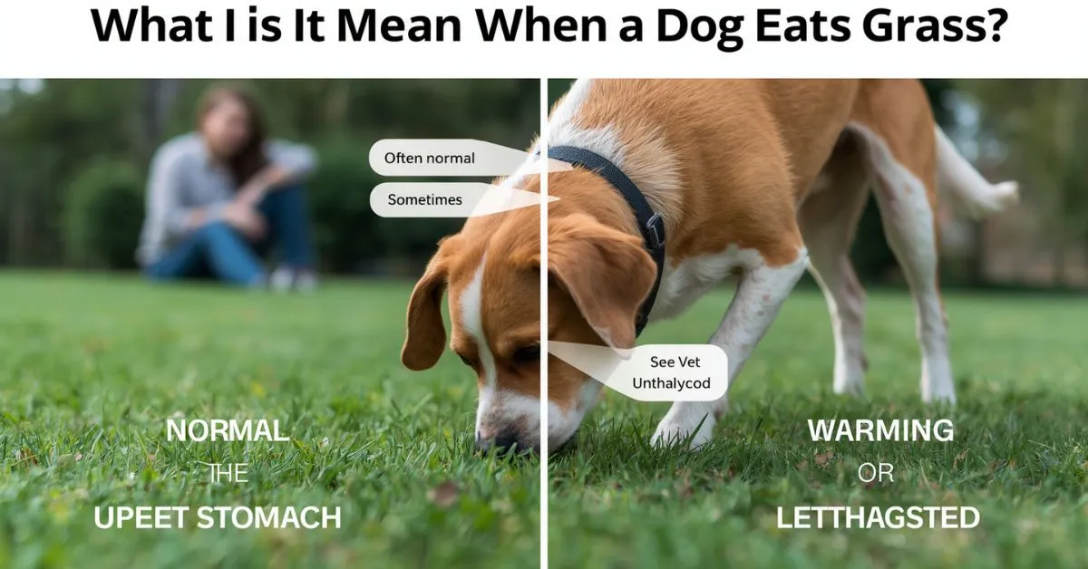 Dog eating grass warning signs image