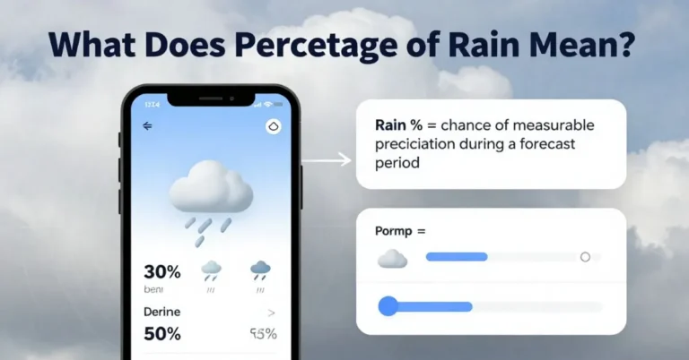 Rain percentage meaning weather forecast graphic