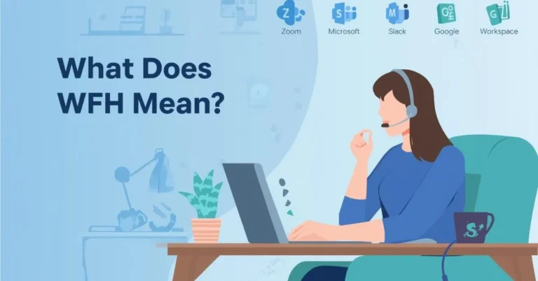 Illustration of a home office setup with remote work tools for WFH guide