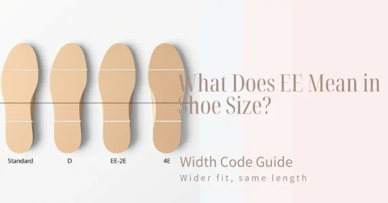 Comparison image showing standard, D, EE or 2E, and 4E shoe widths with EE highlighted as wider not longer.