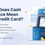 Credit card, ATM, and billing statement illustrating cash advance meaning and fees
