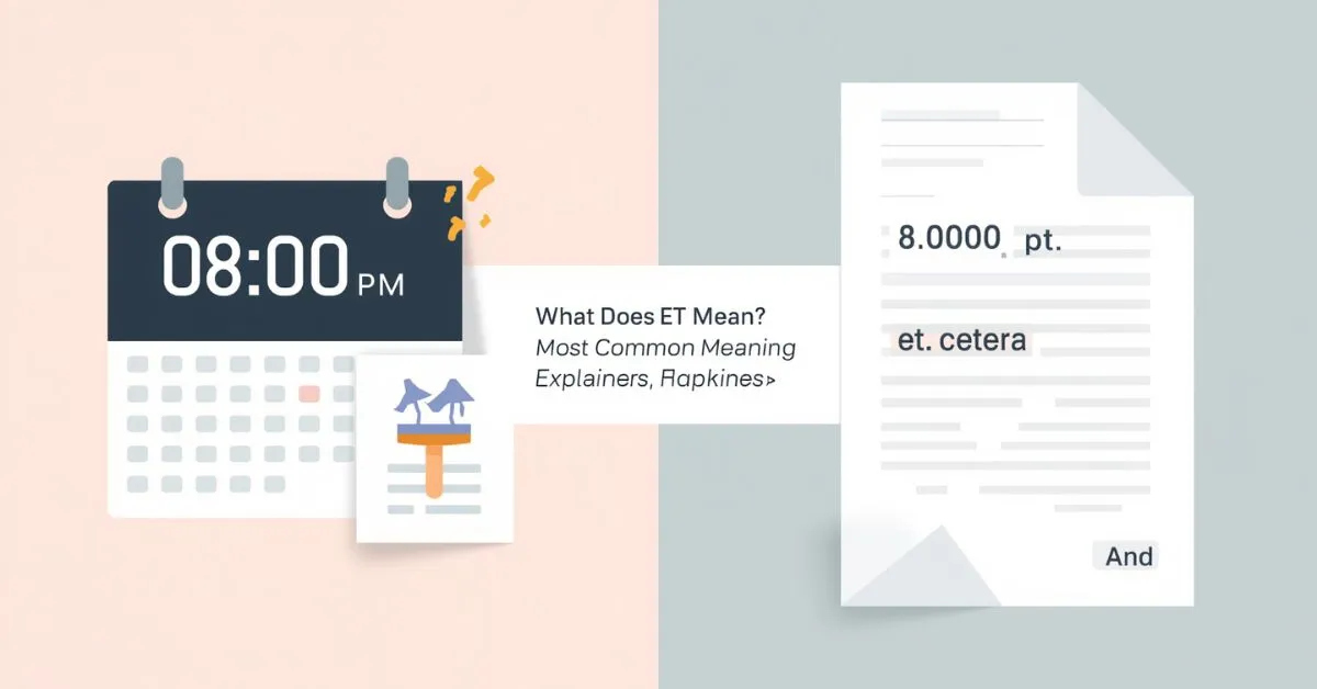 Graphic showing ET as Eastern Time and Latin “et” meaning and