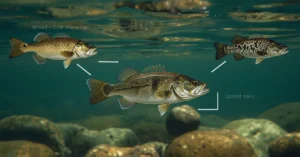 Meanmouth bass comparison with smallmouth and spotted bass.