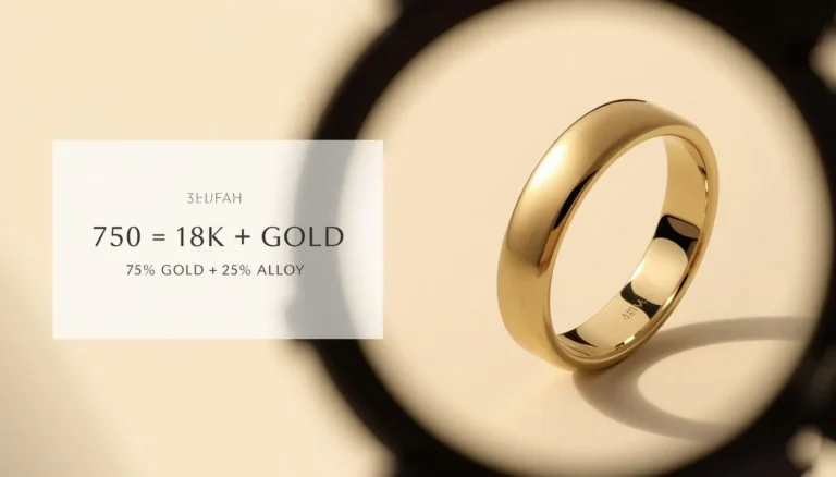 Gold ring with 750 stamp showing 18K gold meaning.