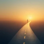 Person choosing a bright path symbolizing destiny, fate, and life direction.