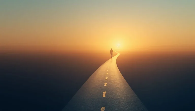 Person choosing a bright path symbolizing destiny, fate, and life direction.