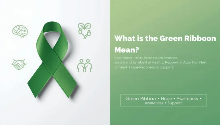 Green ribbon meaning symbol for mental health awareness and support