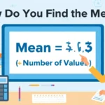 Student solving mean formula with numbers chart