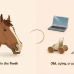 Long in the tooth idiom meaning with horse and aging objects