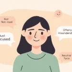 Neutral face illustration explaining what RBF means