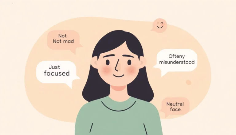 Neutral face illustration explaining what RBF means
