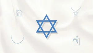 Star of David symbol with Jewish heritage and remembrance elements.