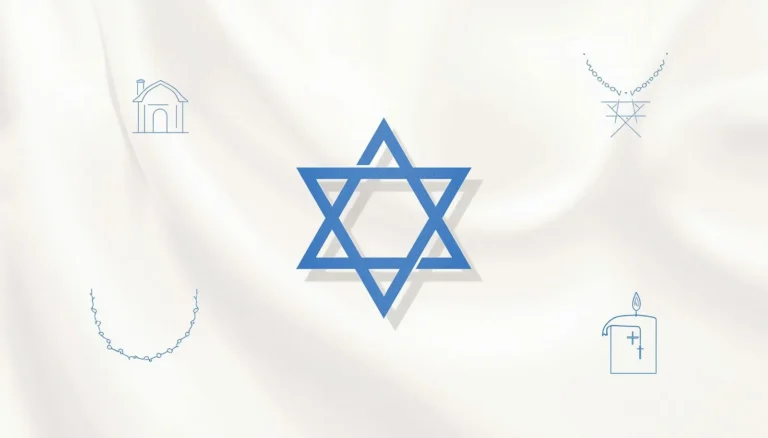 Star of David symbol with Jewish heritage and remembrance elements.