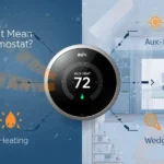 Thermostat showing aux heat mode in winter