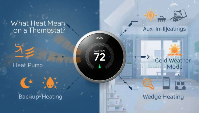 Thermostat showing aux heat mode in winter